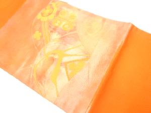 リサイクル　抽象蝶花模様織り出し名古屋帯